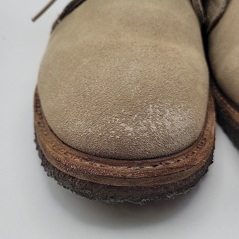 Frye Suede Chukka Boots Mens 8.5D Beige Tan Leather Sole Lace-Up Made Mexico